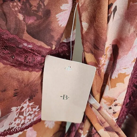 NWT BHLDN Camila Long Sleeve Chiffon Mini Dress Pink Medium - Picture 15 of 16